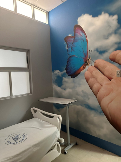 El espacio habilitado en el Hospital de Gu&aacute;piles se identifica con el s&iacute;mbolo de una mariposa azul, por su significado de transformaci&oacute;n, perseverancia y resiliencia