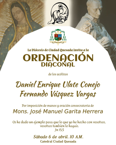 Dos j&oacute;venes ser&aacute;n ordenados di&aacute;conos en Ciudad Quesada