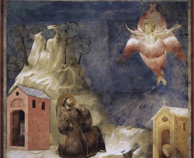 Giotto, Estigmas de San Francisco (1296-1299; fresco, 230 x 270 cm; As&iacute;s, Bas&iacute;lica Superior de San Francisco)