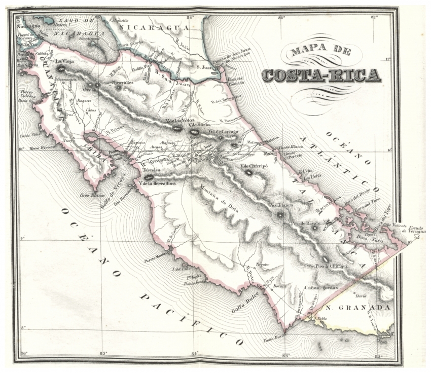 Territorio de la Diócesis única de San José de Costa Rica, entre 1850 y 1921. Más amplio que el territorio actual, por el límite del sur que sufre cambios en el mismo 1921.